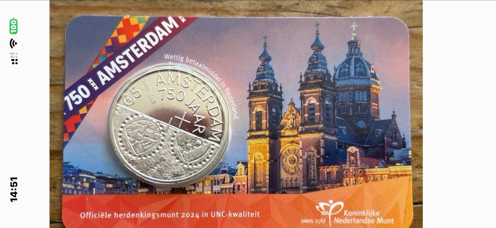 Zilveren herdenkingsmunt van €5 Amsterdam 750 jaar, Koningin Beatrix, Zilver, Losse munt, Overige waardes