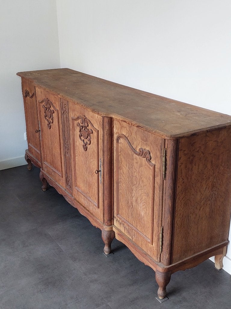 Dressoir van onbewerkt eikenhout, Ophalen, Gebruikt, Met deur(en), Eikenhout