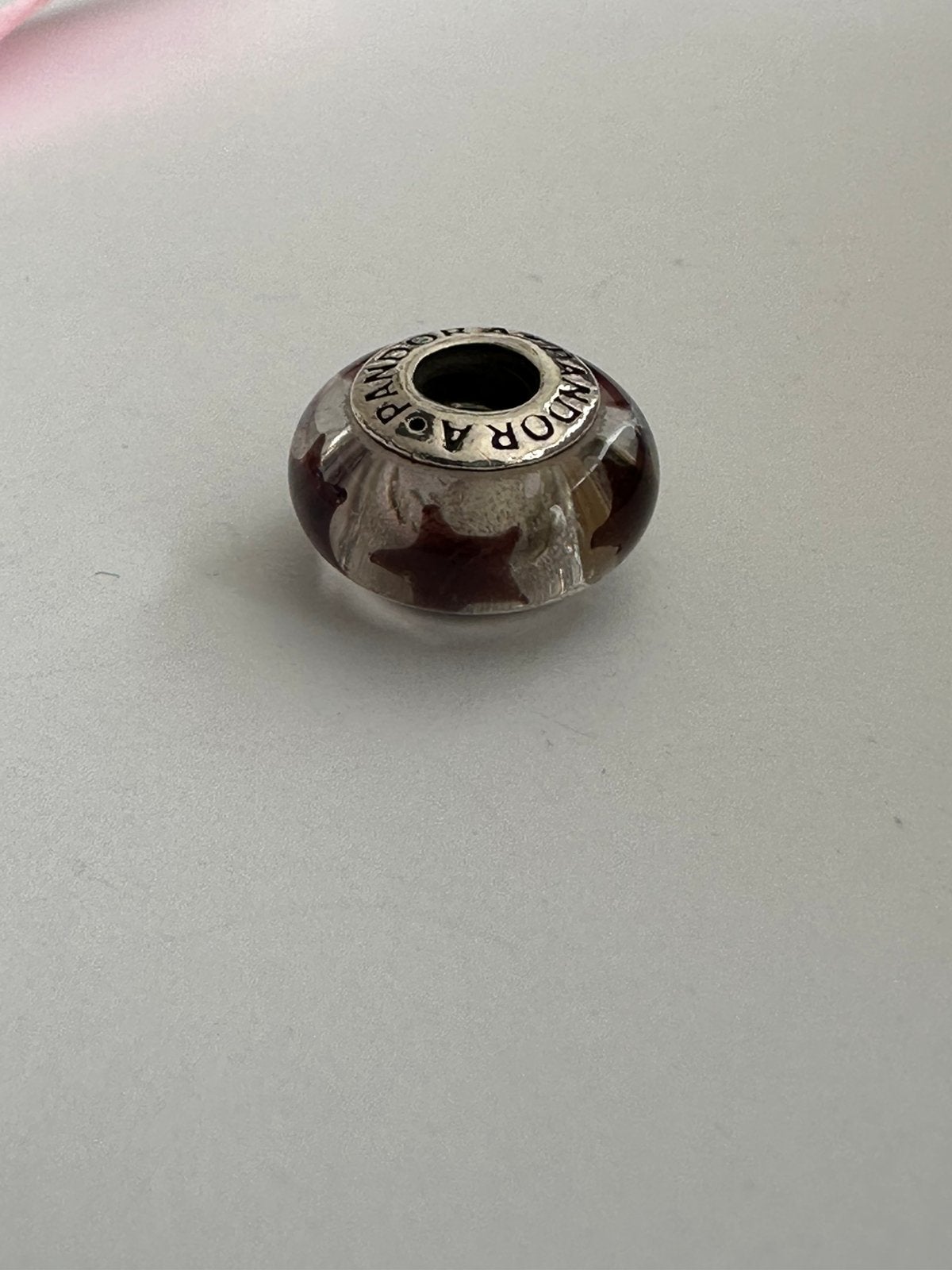 Pandora glasbedrl met sterren, Sieraden, Tassen en Uiterlijk, Gebruikt, Glas of Kristal, Pandora, Ophalen of Verzenden