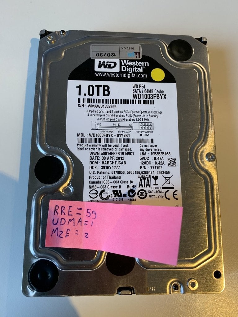 Western Digital RE4 WD1003FBYX 1 TB HDD WD-WMAW31337265, Ophalen of Verzenden, Gebruikt, Desktop