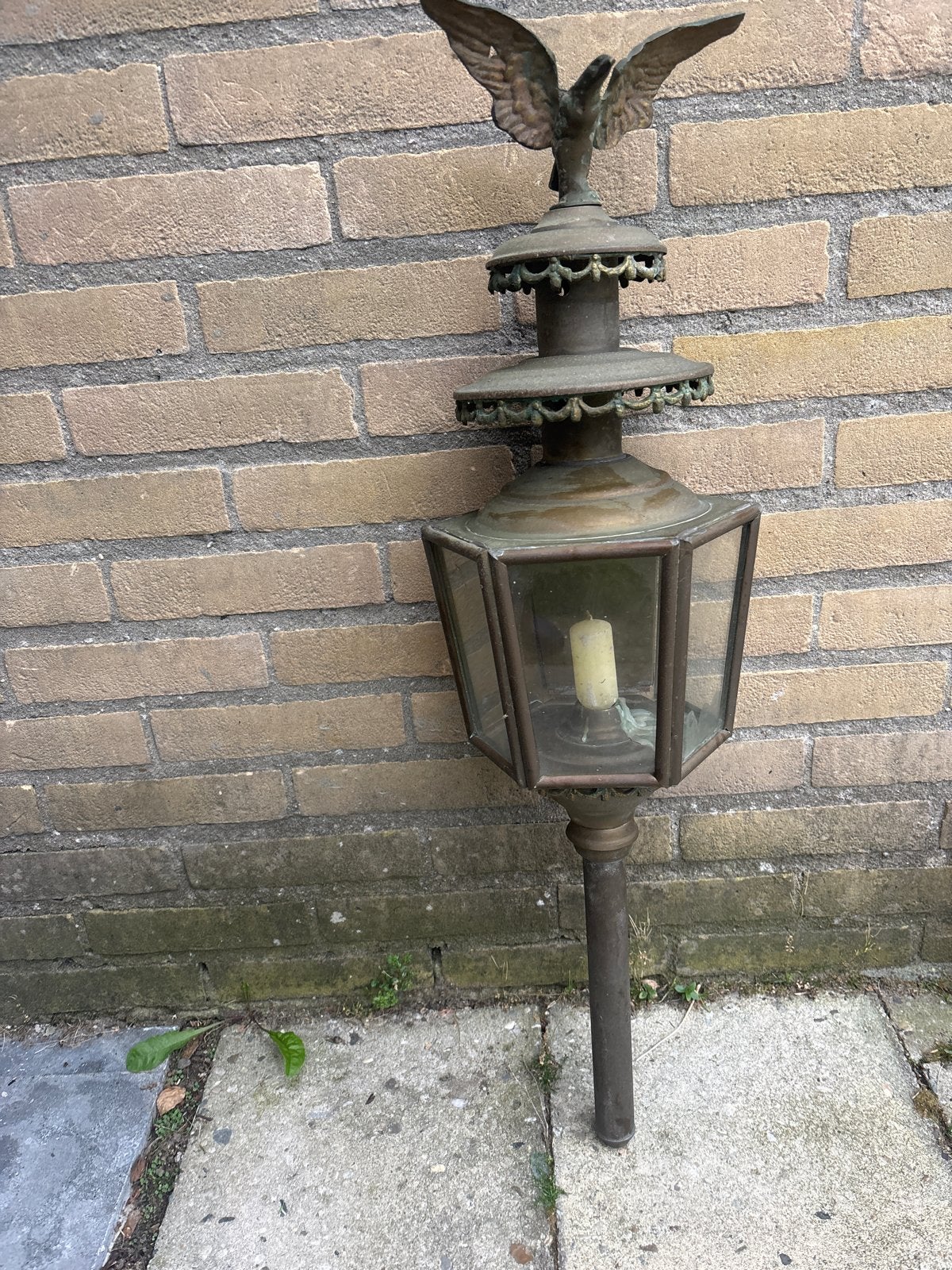Antieke koperen lantaarn met adelaar - Uniek decoratiestuk, Ophalen