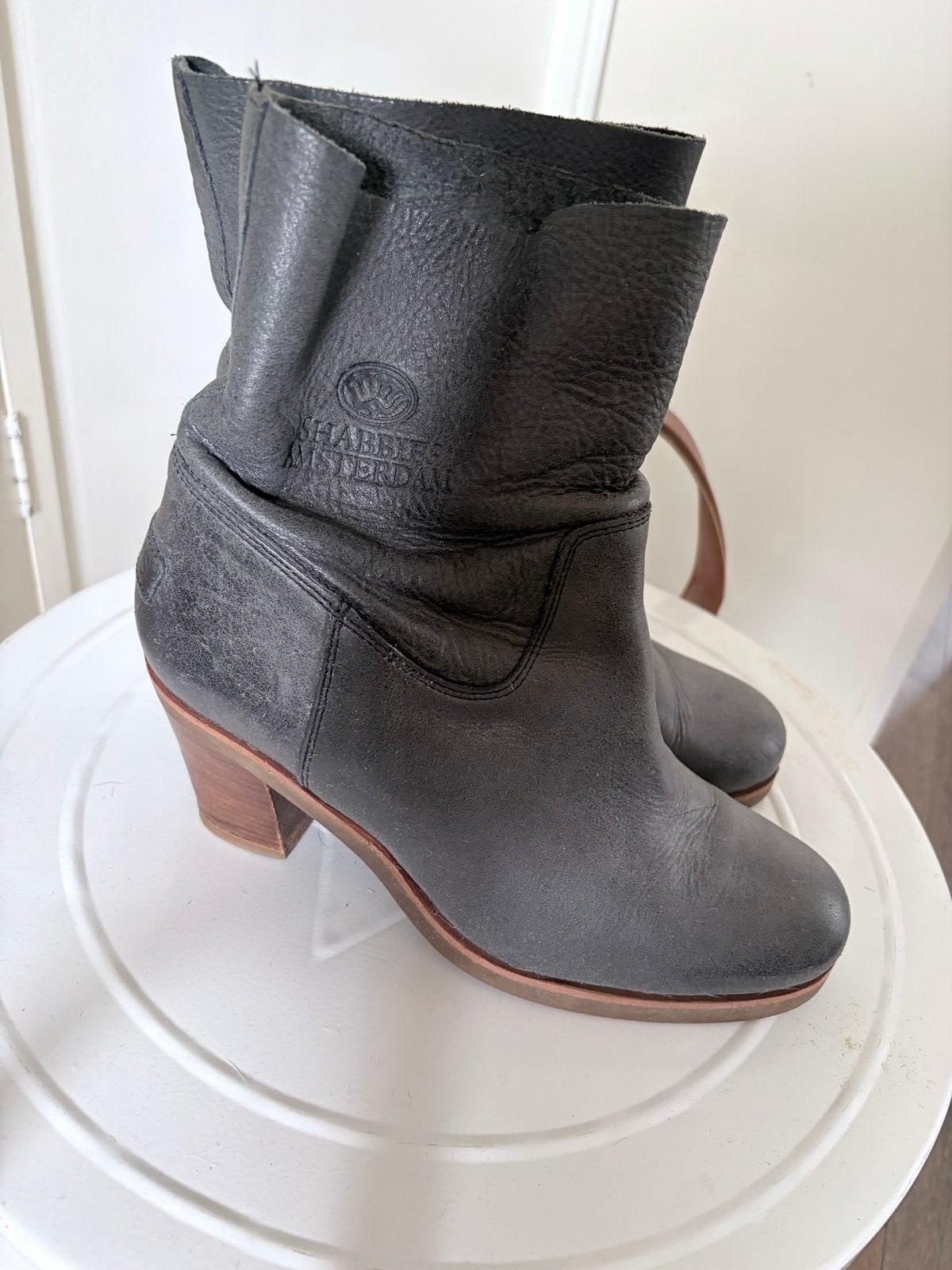 Shabbies Amsterdam leren laarzen maat 40, Kleding | Dames, Schoenen, Ophalen of Verzenden, Gedragen, Grijs, Lage of Enkellaarzen