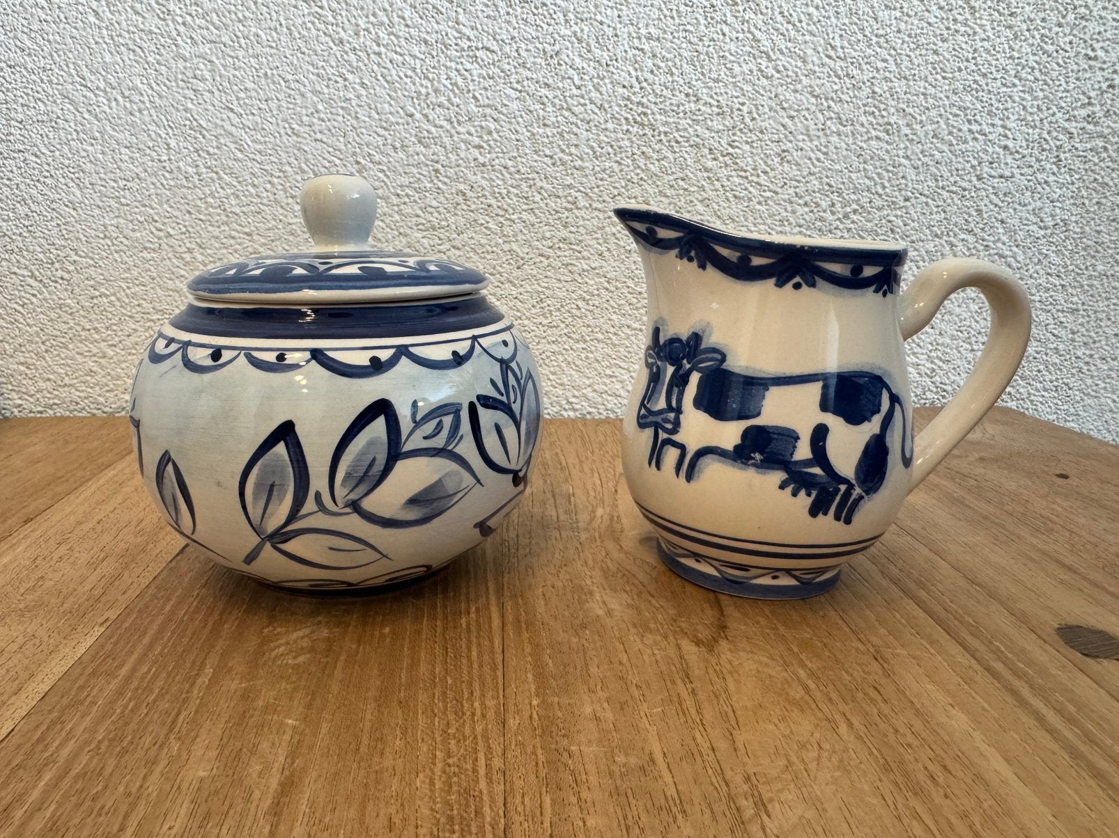 Blond Amsterdam | Suikerpot & Melkkan koe | Delfts blauw, Ophalen, Zo goed als nieuw, Aardewerk, Overige typen