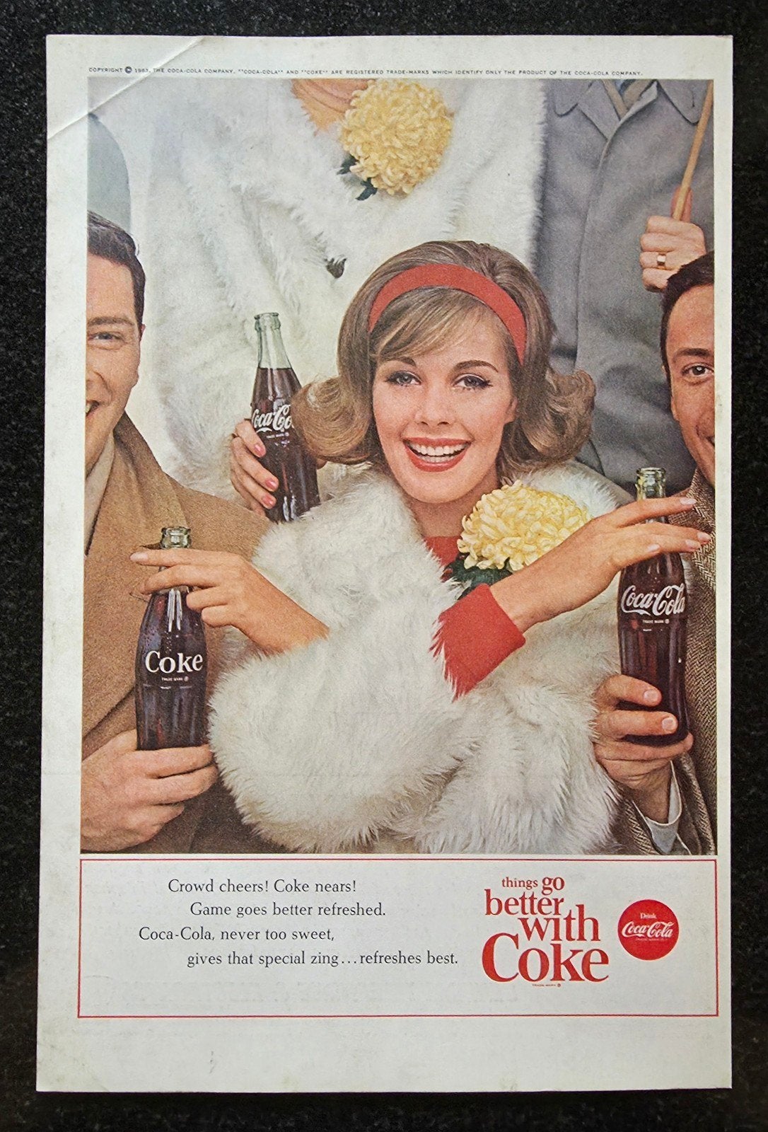 Originele Coca-Cola reclame uit 1963, Verzamelen, 1960 tot 1980, Gebruikt, Ophalen of Verzenden, Prent