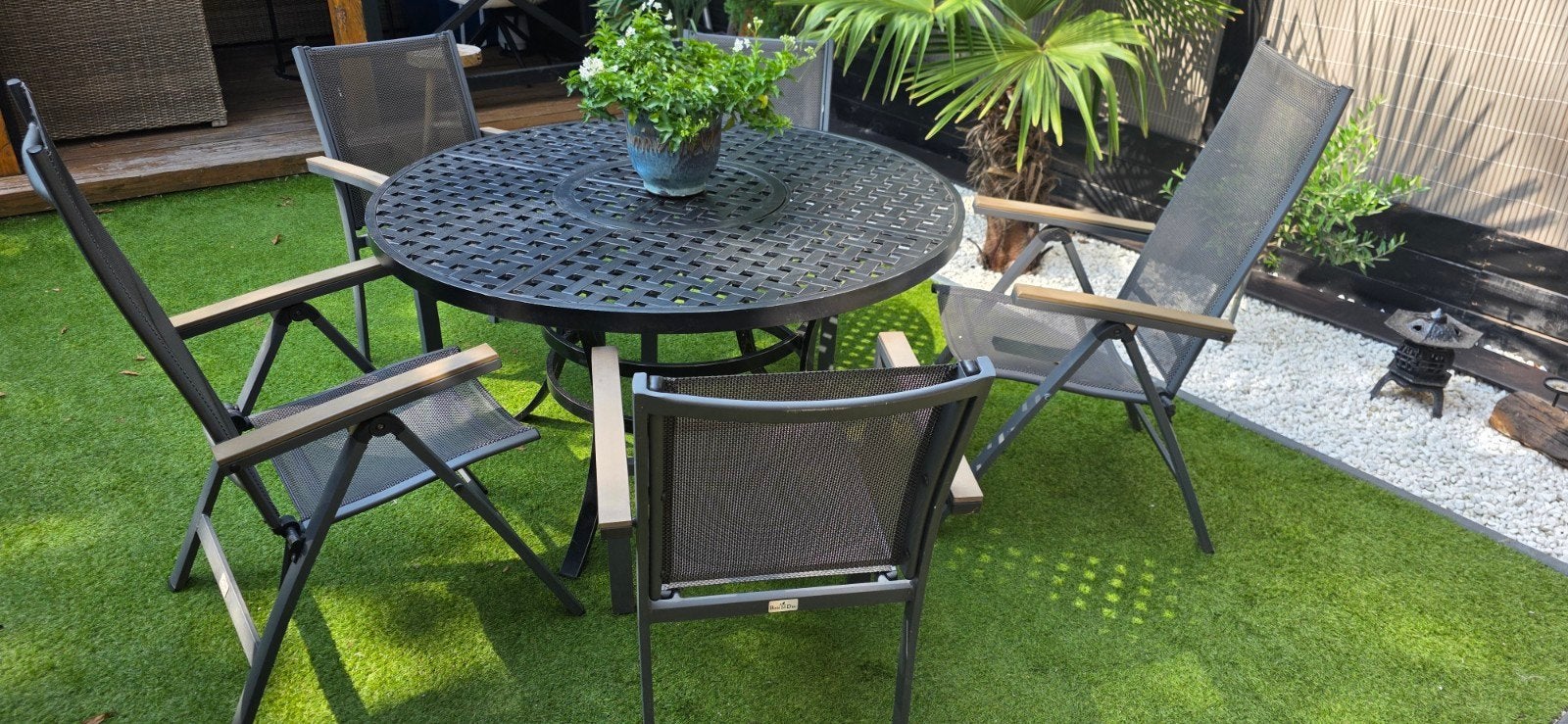 Hartman Jamie Oliver ronde Tuintafel 130 x 130 + 5 stoelen, Ophalen, 5 zitplaatsen, Eettafel, Aluminium