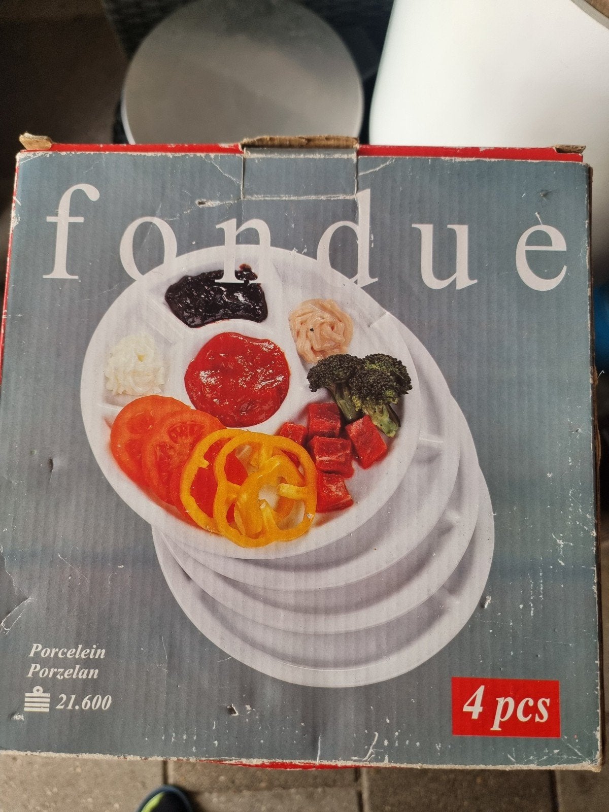 Fondue borden set - 4 stuks - Porselein, Ophalen