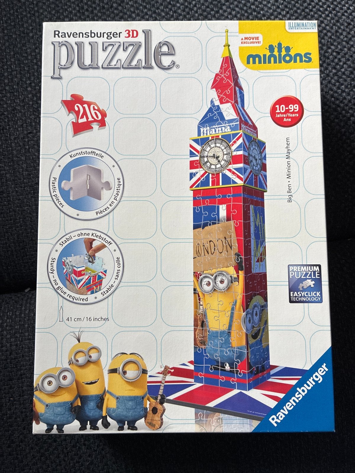Ravensburger Minions 3D Big Ben Puzzel 216 stukjes, Ophalen of Verzenden, Meer dan 50 stukjes, Nieuw, 6 jaar of ouder