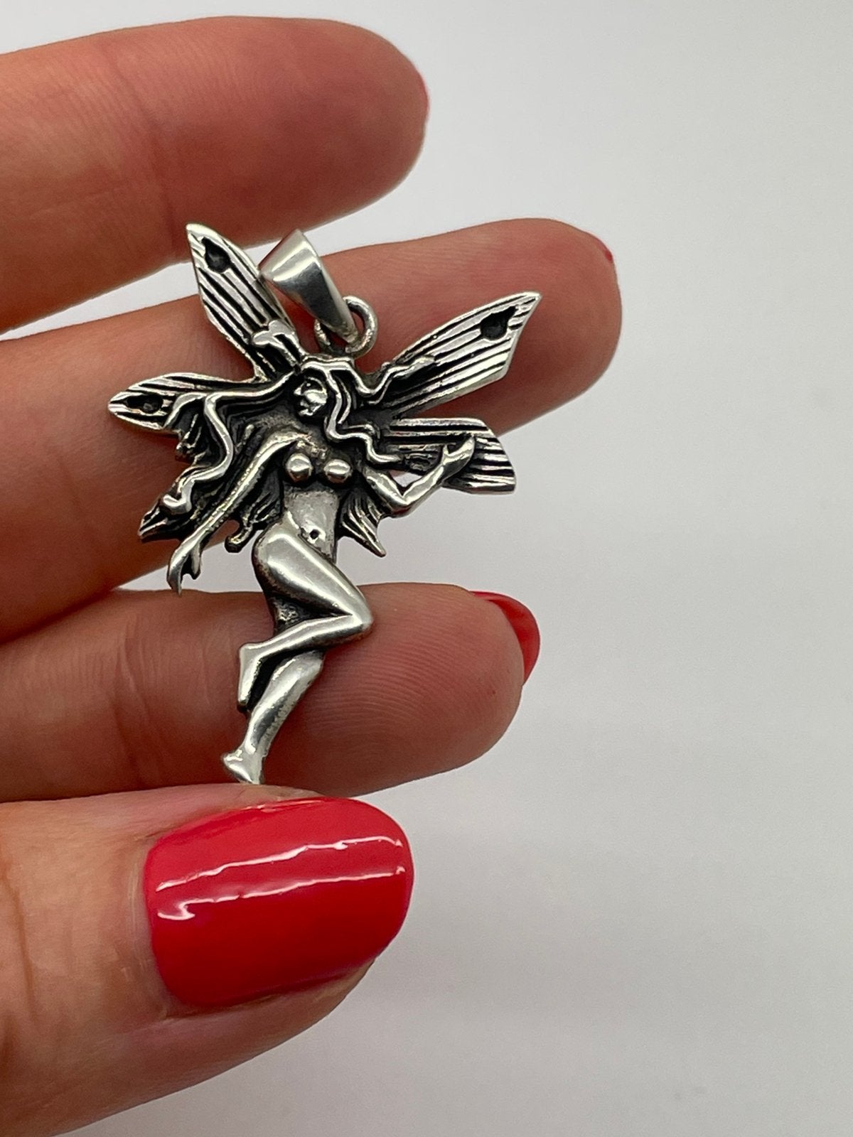 F362 Prachtige zilveren hanger elfje, Ophalen of Verzenden, X, Zilver, Zilver