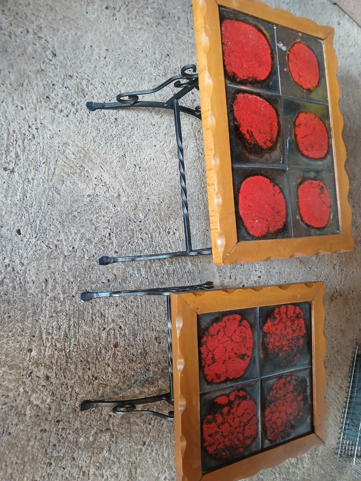 Set van 2 retro vintage bijzettafels jaren '70, Ophalen
