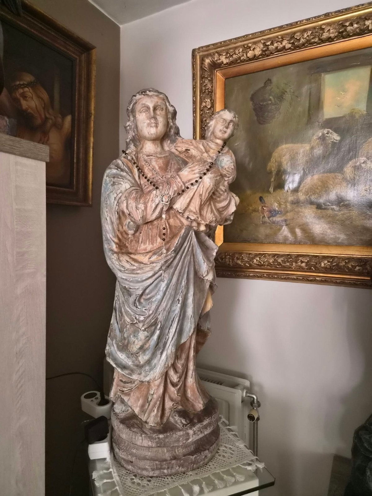 Polychroom Devotiebeeld Maria met Kind Jezus - 19e Eeuw, Ophalen