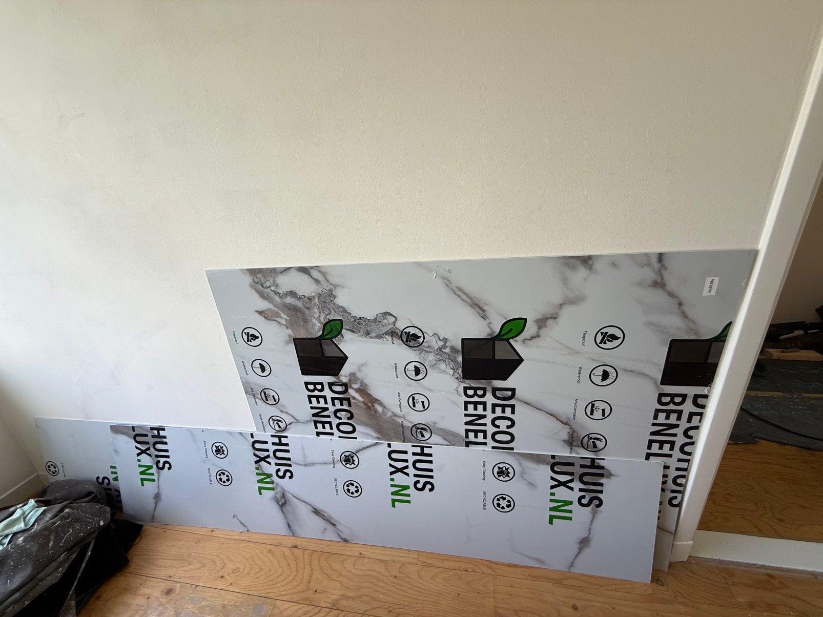 Waterbestendig wandpaneel PVC marmer mocca restpartij, Ophalen, Nieuw