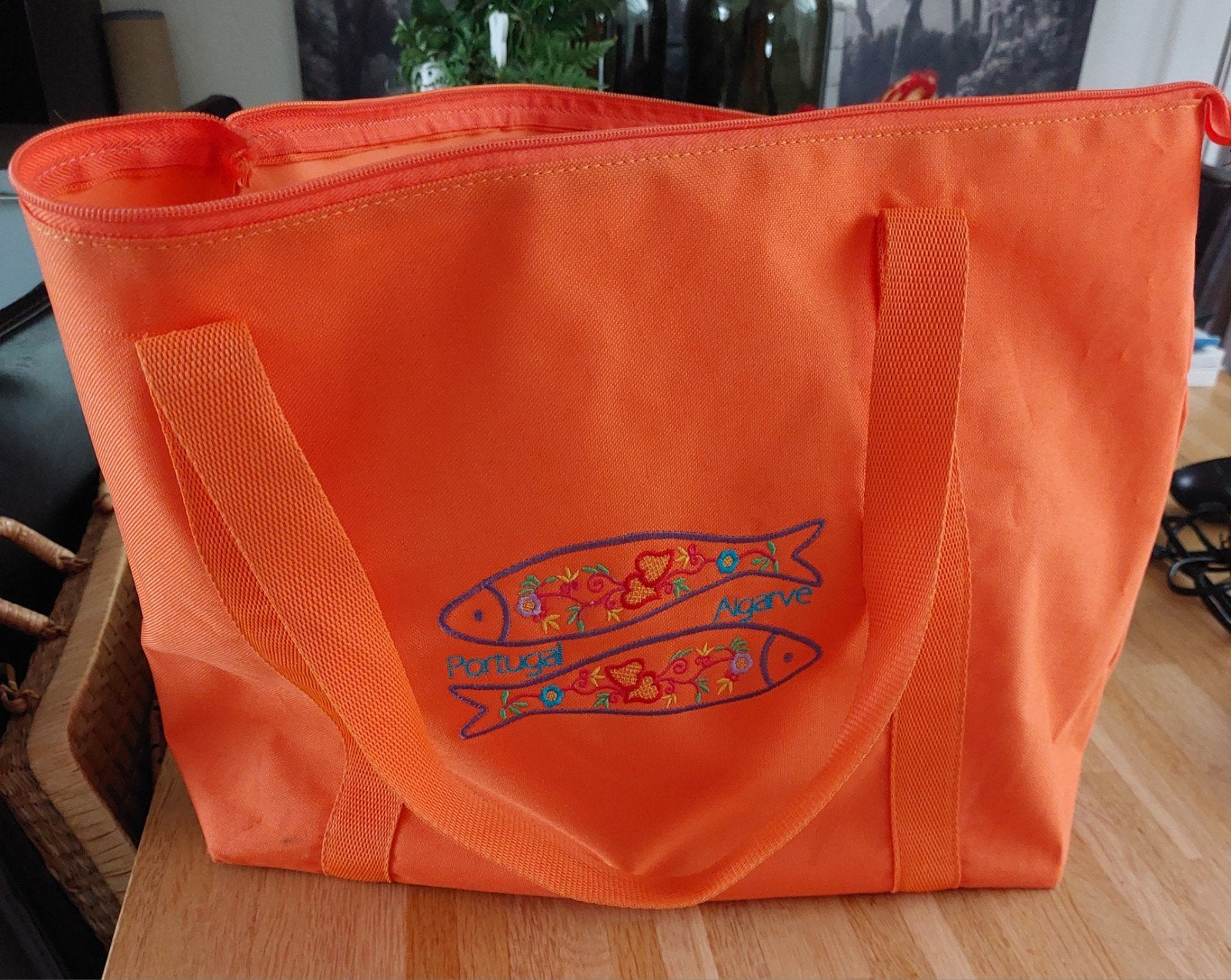 Oranje tas met Portugal Algarve borduursel, Sieraden, Tassen en Uiterlijk, Tassen | Damestassen, Ophalen of Verzenden, Gebruikt