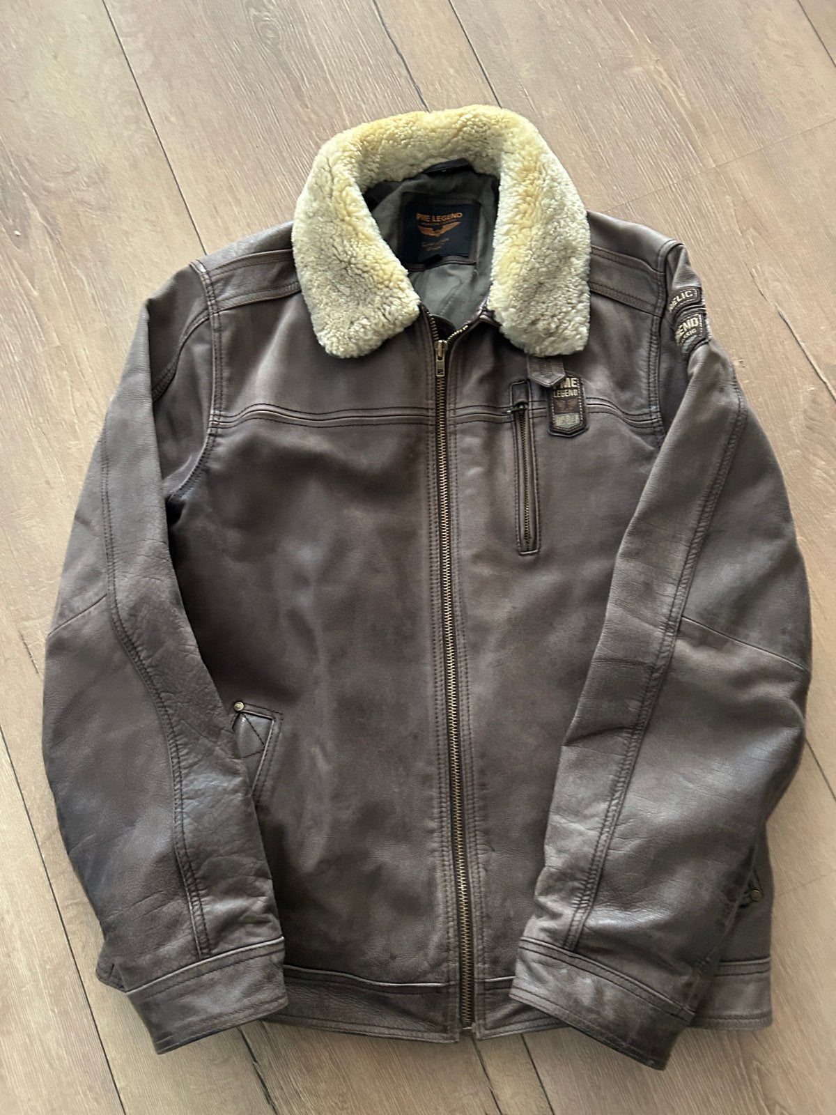 PME Legend Leren Jas met bekende kraag XL, Kleding | Heren, Ophalen of Verzenden, Gedragen, Maat 56/58 (XL), Bruin