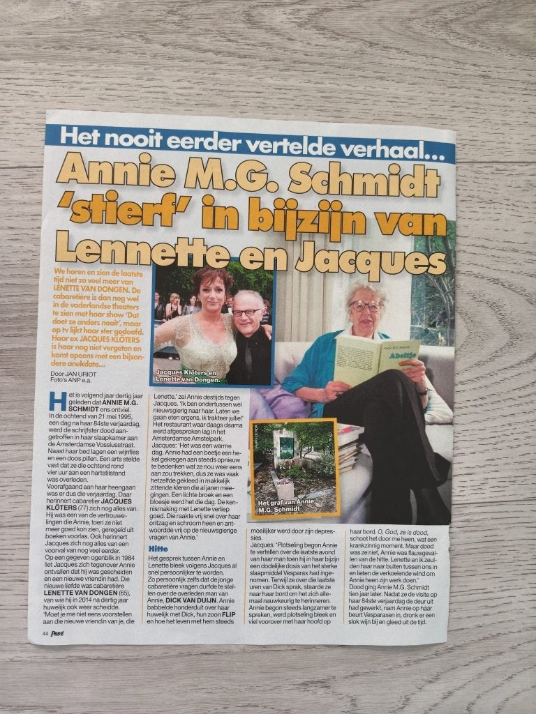 Annie M.G. Schmidt 1 pagina tijdschrift artikel, Verzamelen, Verzenden, Gebruikt, Boek, Tijdschrift of Artikel