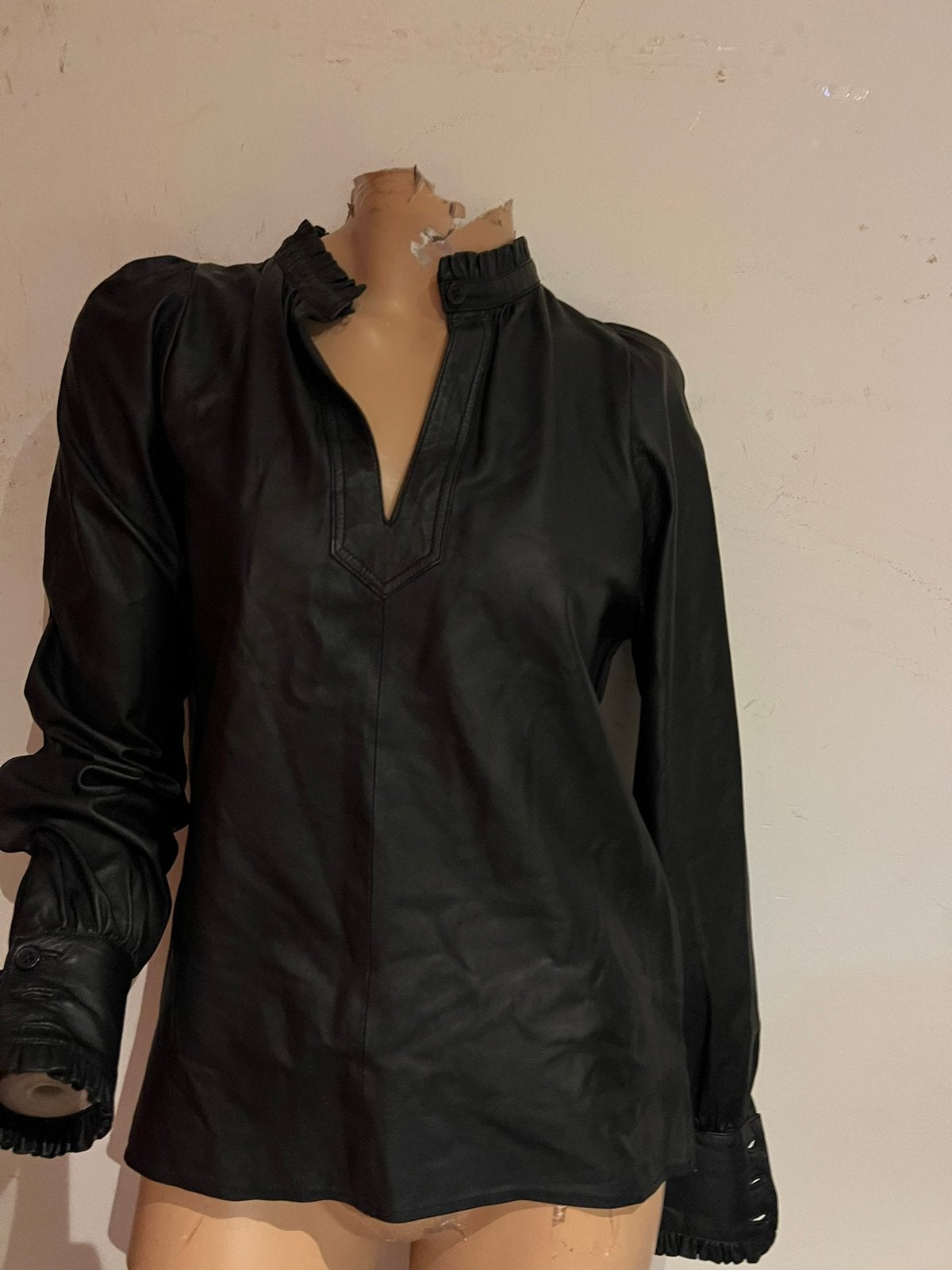 EST’SEVEN blouse  echt leer maat xs  origineel ZGAN, Zwart, Ophalen of Verzenden, Zo goed als nieuw, Maat 34 (XS) of kleiner