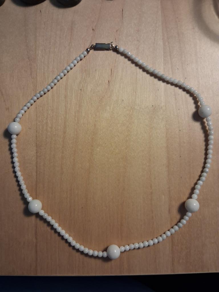 Wit Agaat ketting -- lengte 45 cm, Sieraden, Tassen en Uiterlijk, Kettingen, Verzenden, Nieuw, Wit, Steen of Mineraal