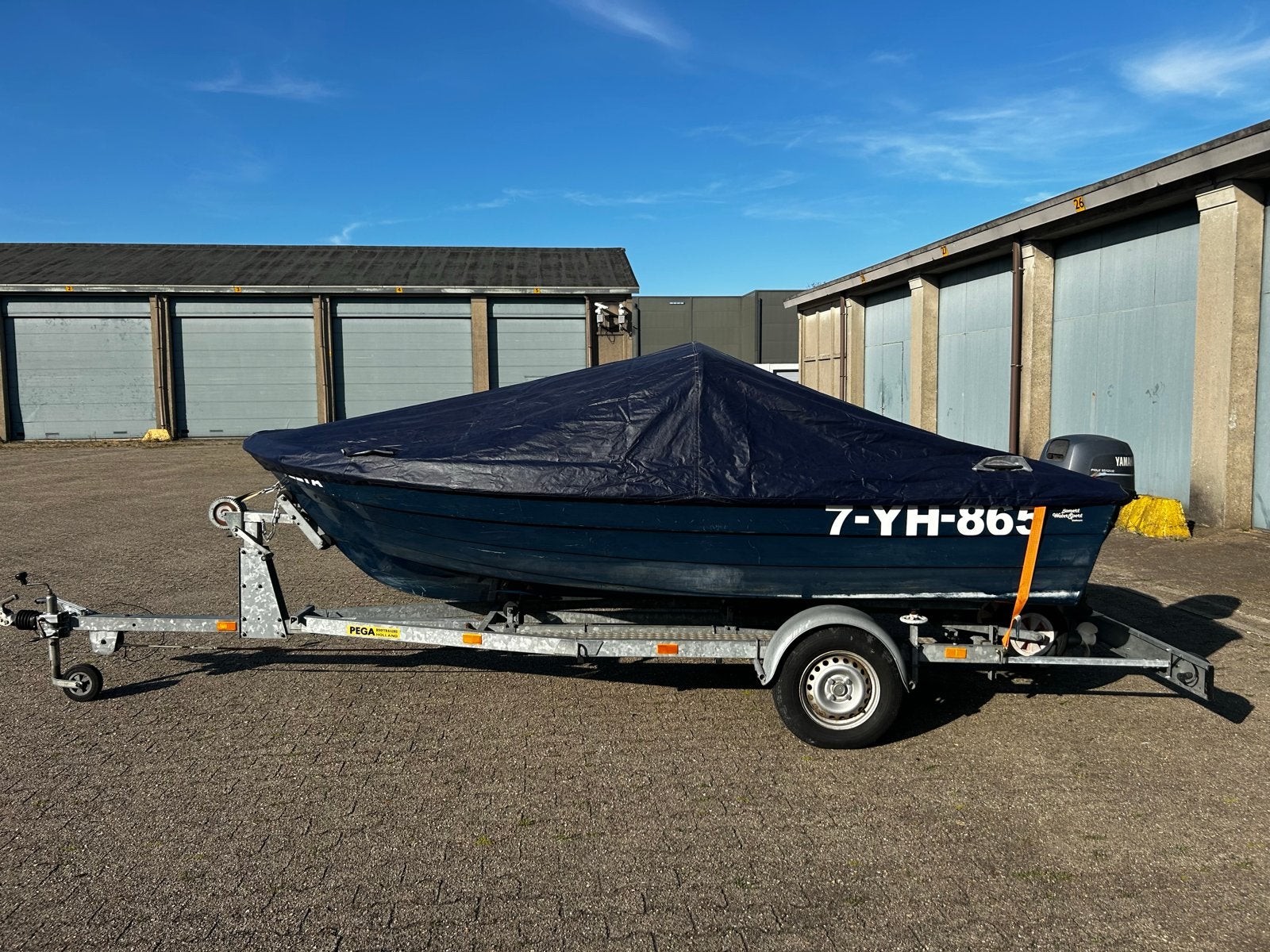 Delta boot met Yamaha buitenboordmotor en trailer, Watersport en Boten, Ophalen, Overige merken, Gebruikt, Afdekzeil