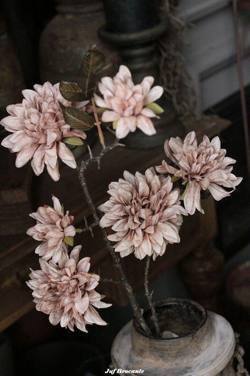 Zijdebloem dahlia cappuccino, Www.jufbrocante.nl, Www.jufbrocante.nl, Nieuw, Ophalen of Verzenden