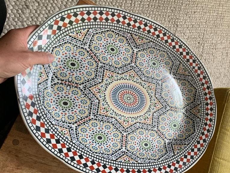 Prachtige oosterse schaal dekschaal, Ophalen, Rond