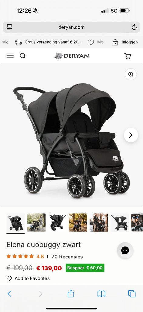 Duo buggy deryan (NIEUW), Ophalen, Nieuw, Overige merken, Duomodel