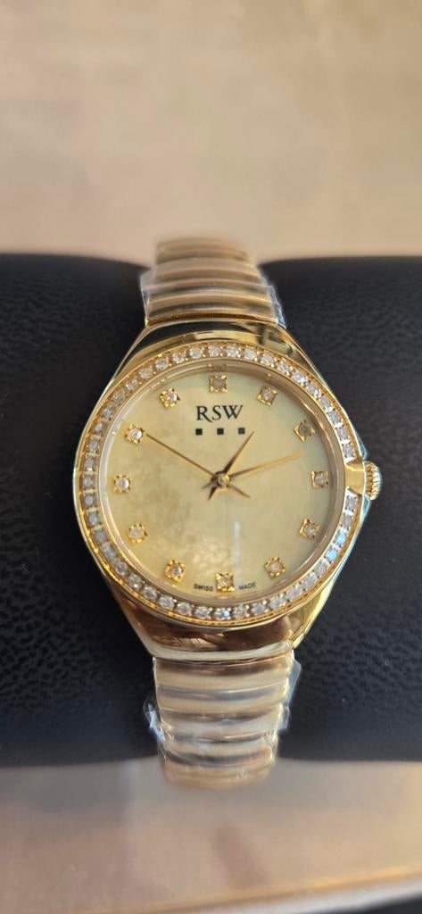 RSW Polshorloge Goud verguld  met diamanten- Nieuw, Sieraden, Tassen en Uiterlijk, Horloges | Dames, Polshorloge, Nieuw, Goud