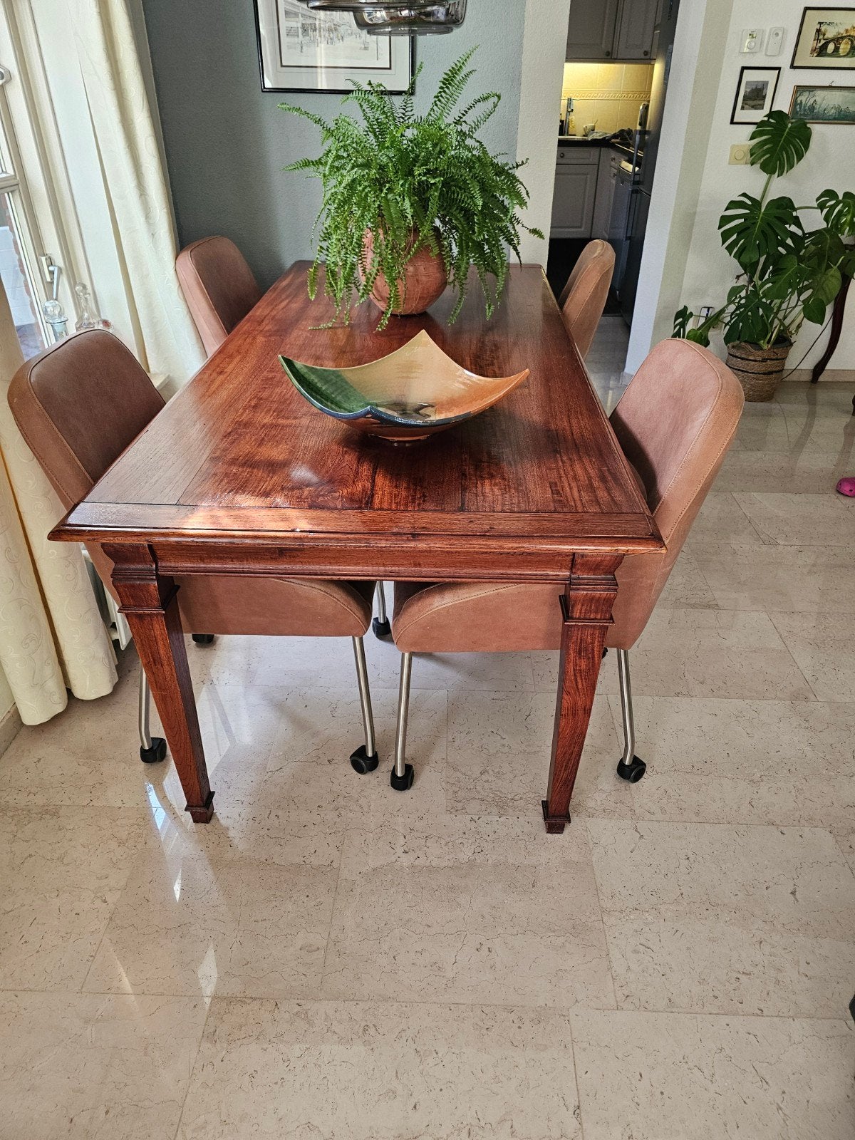 eetkamer tafel mahonie hout, Huis en Inrichting, Ophalen, 200 cm of meer, 50 tot 100 cm, Zo goed als nieuw