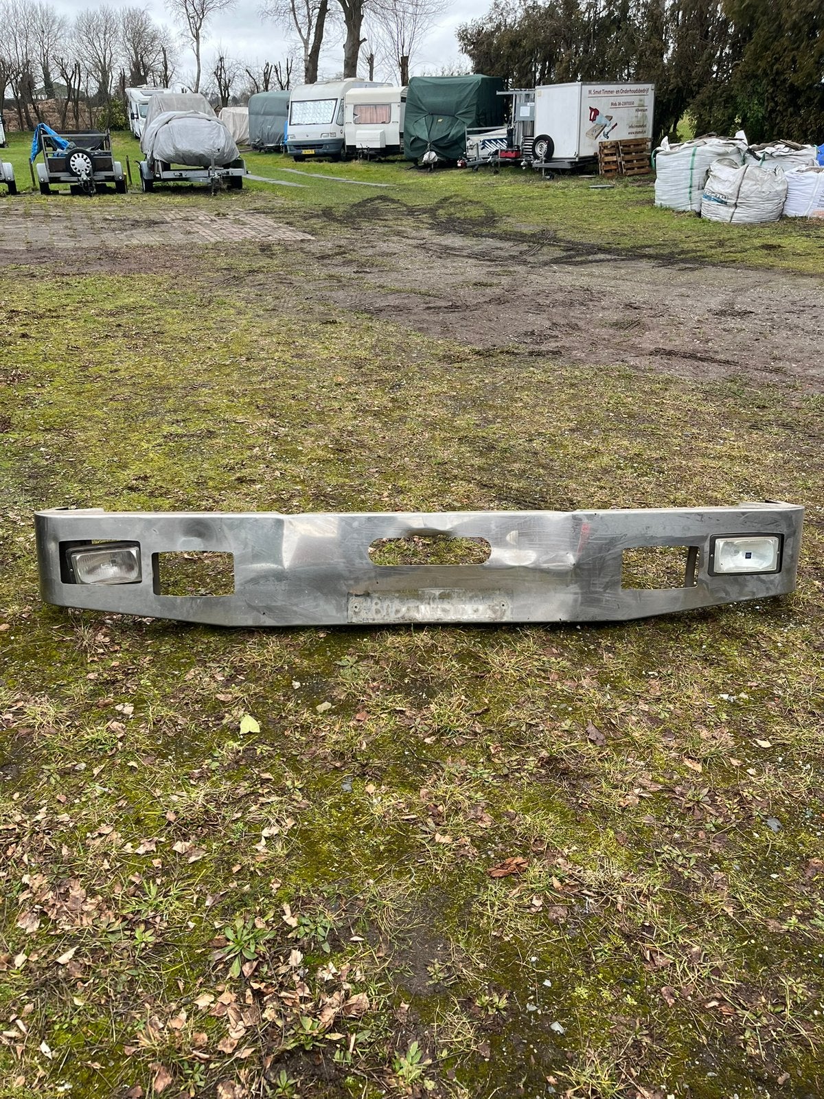 Scania 143 rvs voorbumper en 2 rvs cabine trappen, Ophalen, Gebruikt, Scania, Carrosserie en Plaatwerk