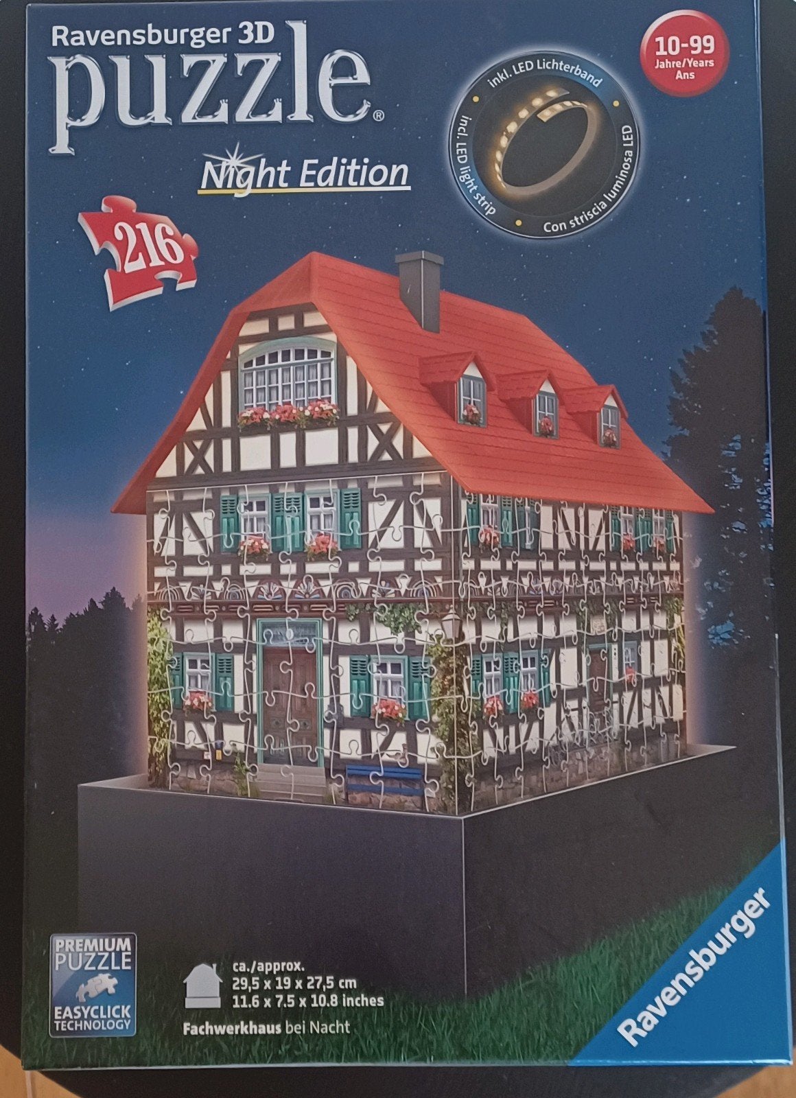 Ravensburger 3D Puzzle Nachteditie Vakwerkhuis 216 stukjes, Ophalen of Verzenden, Minder dan 500 stukjes, Zo goed als nieuw, Rubik's of 3D-puzzel