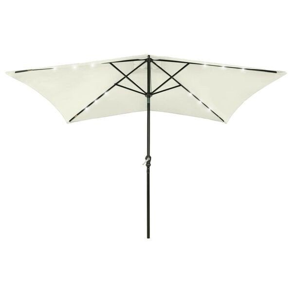 Parasol met LED's en stalen paal zandkleurig nieuw in doos, ., Nieuw, Ophalen of Verzenden, .