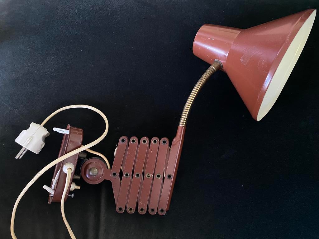 Vintage Bruine Schaarlamp Wandlamp Industrieel Jaren '70, Huis en Inrichting, Lampen | Wandlampen, Verzenden, Gebruikt
