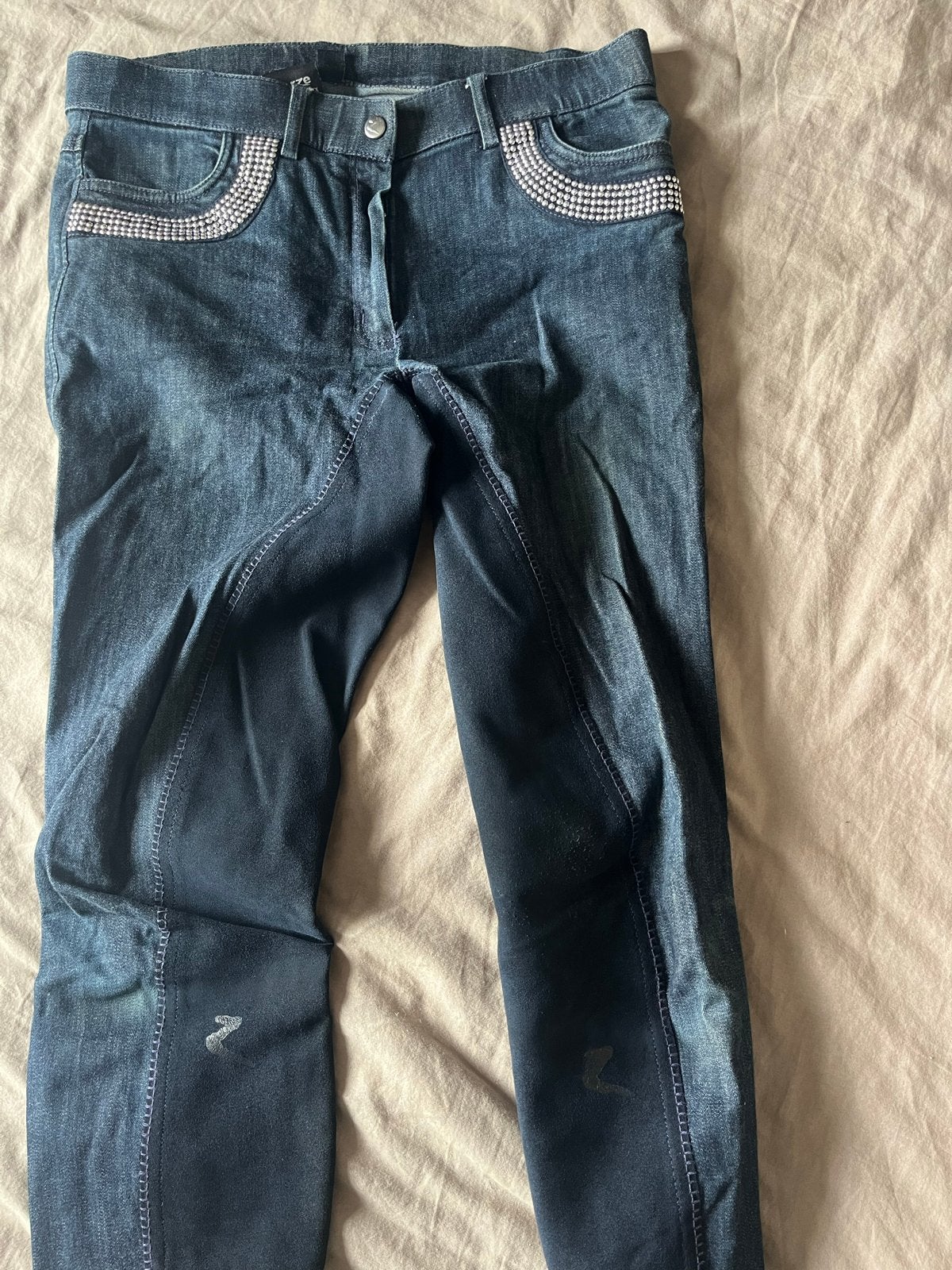 Horze rijbroek met studs - Maat 38/40 (M), Blauw, Maat 42/44 (L), Ophalen of Verzenden, Lang