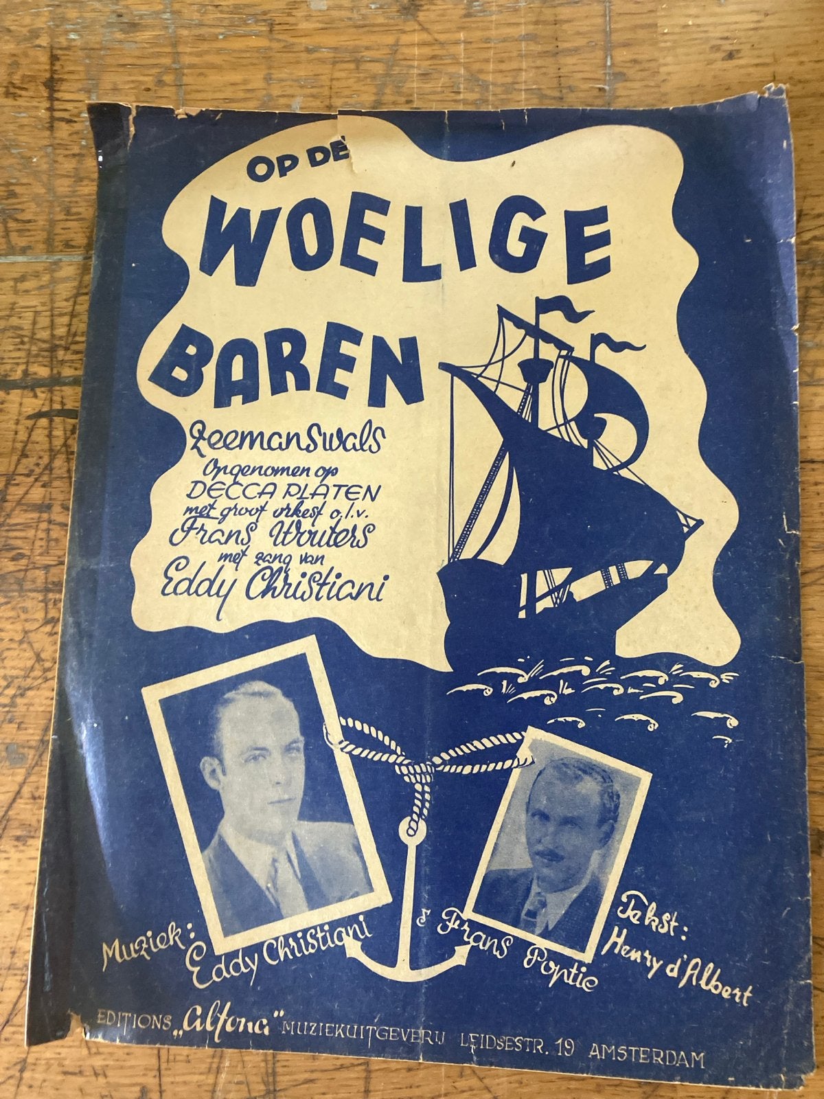 Op de Woelige Baren - Eddy Christiani bladmuziek, Gebruikt, Zang, Ophalen of Verzenden, Artiest of Componist