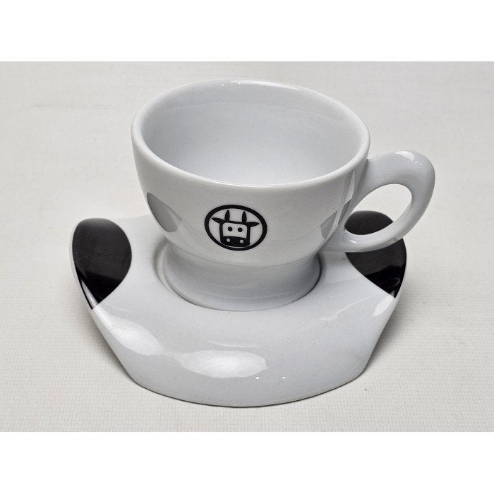 # Bialetti Mukka Cow cappuccino kop en schotel. , Gebruikt, Ophalen of Verzenden, Overige stijlen, Kop(pen) en/of Schotel(s)