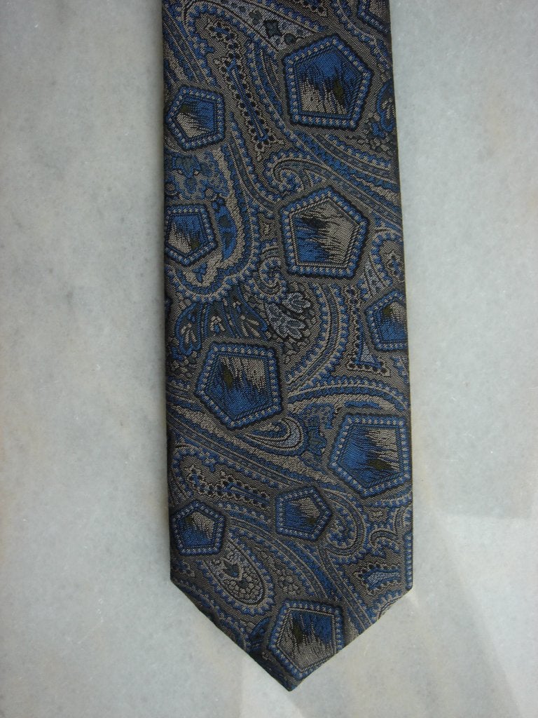 Bruin blauw bewerkte stropdas, Meerkleurig, Ophalen of Verzenden, Westbury, Met patroon
