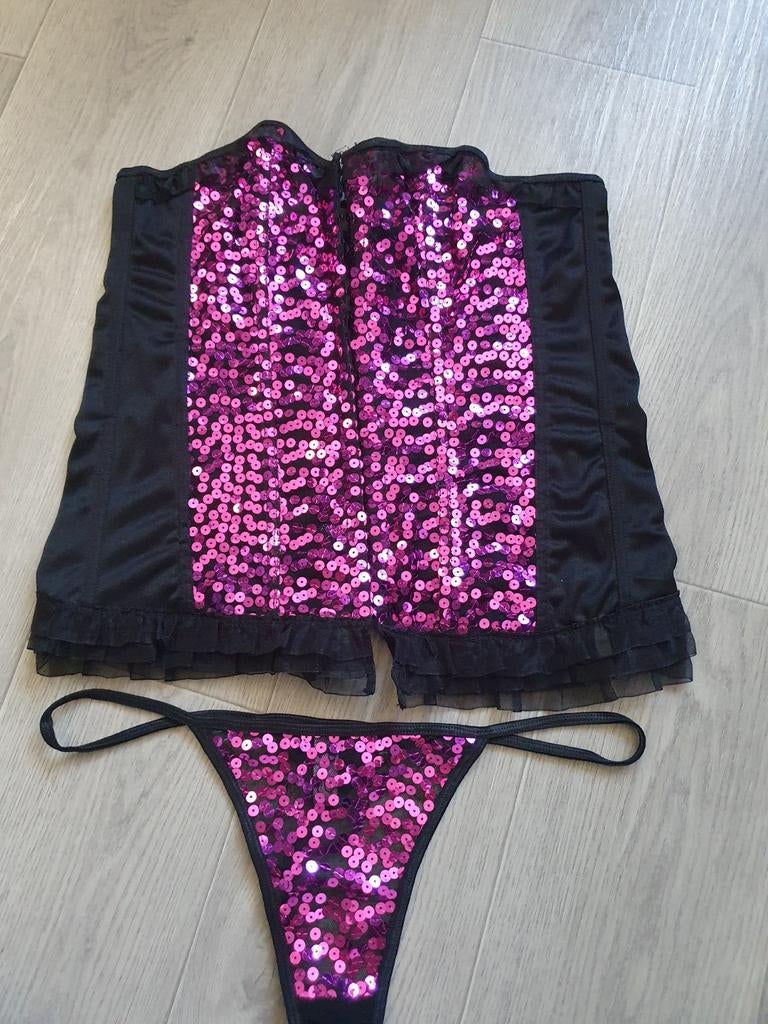 Sexy pailletten setje Maat XL, Verzenden, Zwart