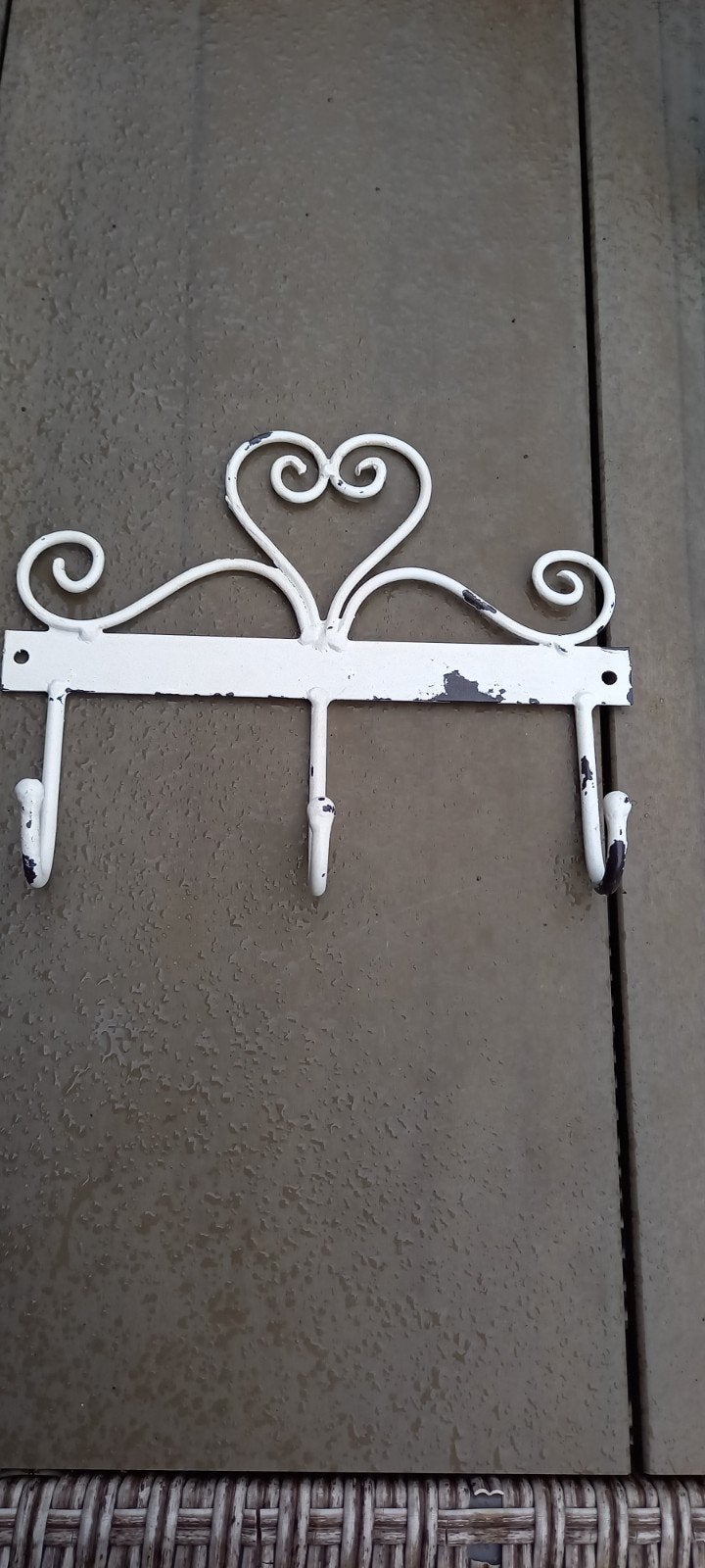 Vintage Witte Wandkapstok met Hartjes en Krullen, Ophalen of Verzenden