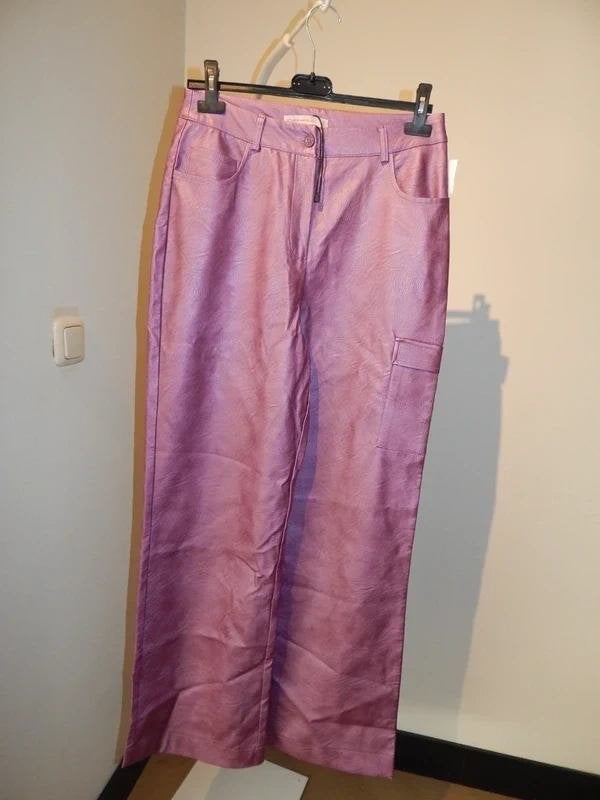 Studio Anneloes leder look broek paars wijde pijp Nieuw XS/S, Studio Anneloes, Verzenden, Paars, Nieuw