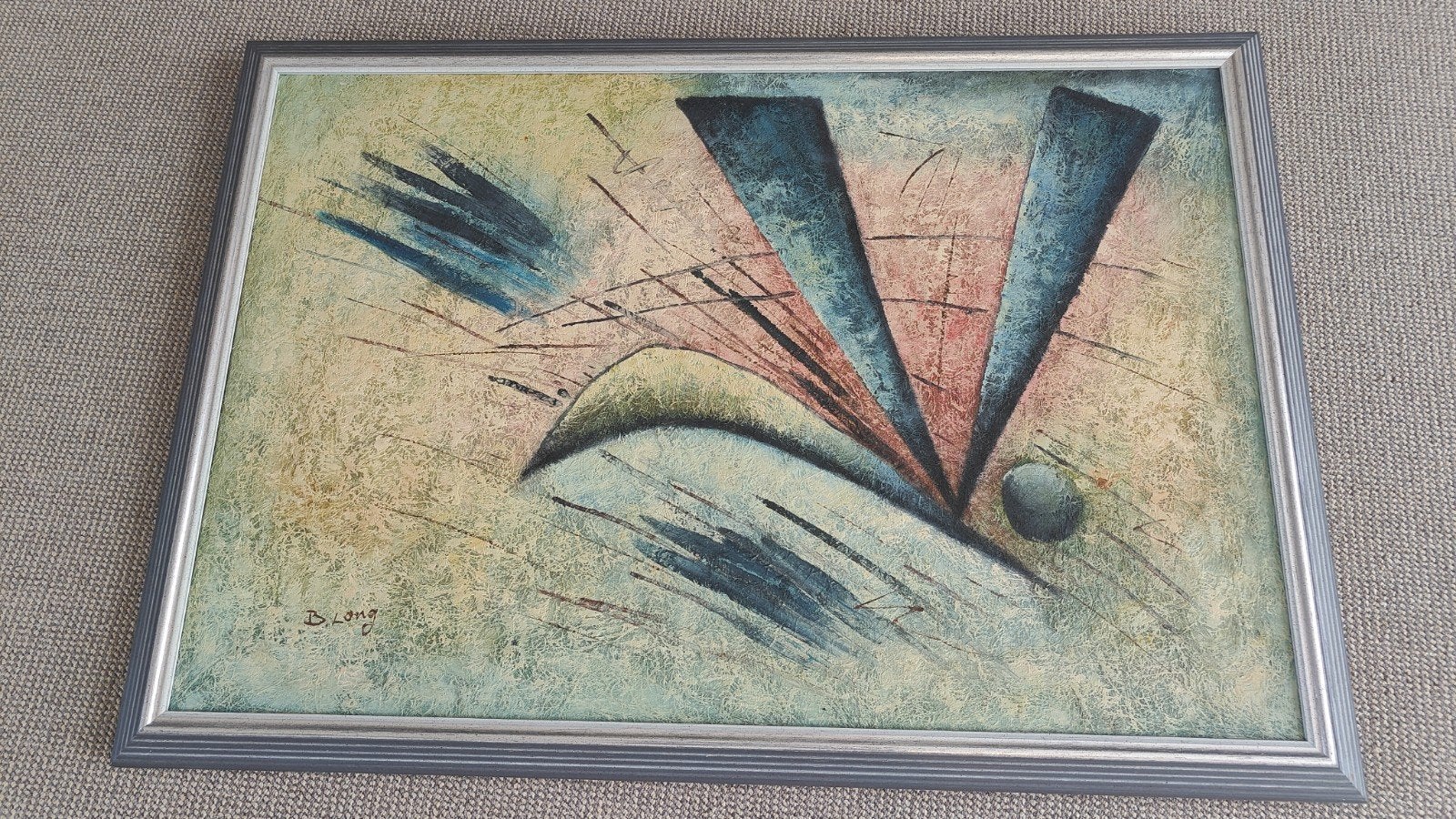 Abstract Schilderij in Lijst - Moderne Kunst, Ophalen, Abstract, Ingelijst, Olieverf