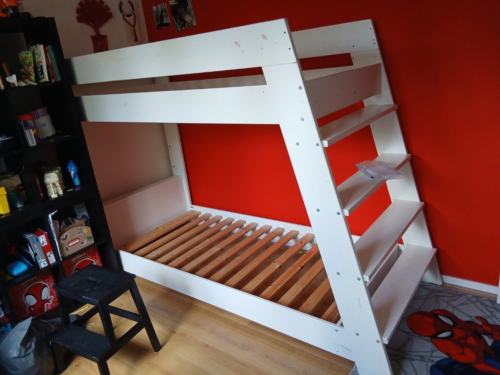 Stevig wit stapelbed 'Julien', Ophalen, Gebruikt, 90 cm, Eenpersoons