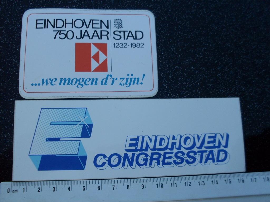 2x sticker gemeente eindhoven congresstad 750 jaar 1982, Verzenden, Zo goed als nieuw, Overige typen