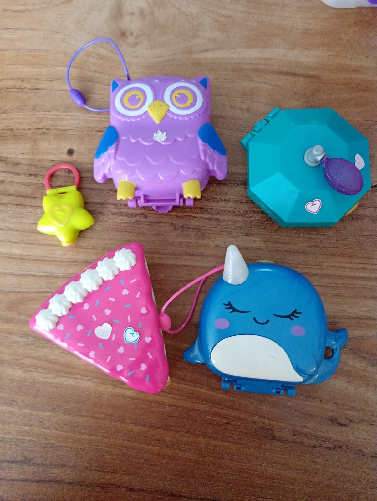 Polly Pocket sets: Uil, Parfum, Taart, Narwal en Sterretje, Ophalen of Verzenden, Zo goed als nieuw