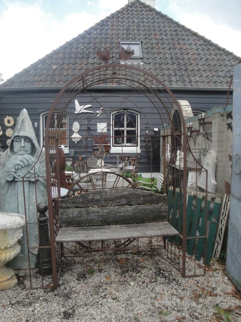 loversbankje massief metaal met hardhout, Tuin en Terras, Tuinbeelden, Ophalen, Nieuw, Metaal, Overige typen