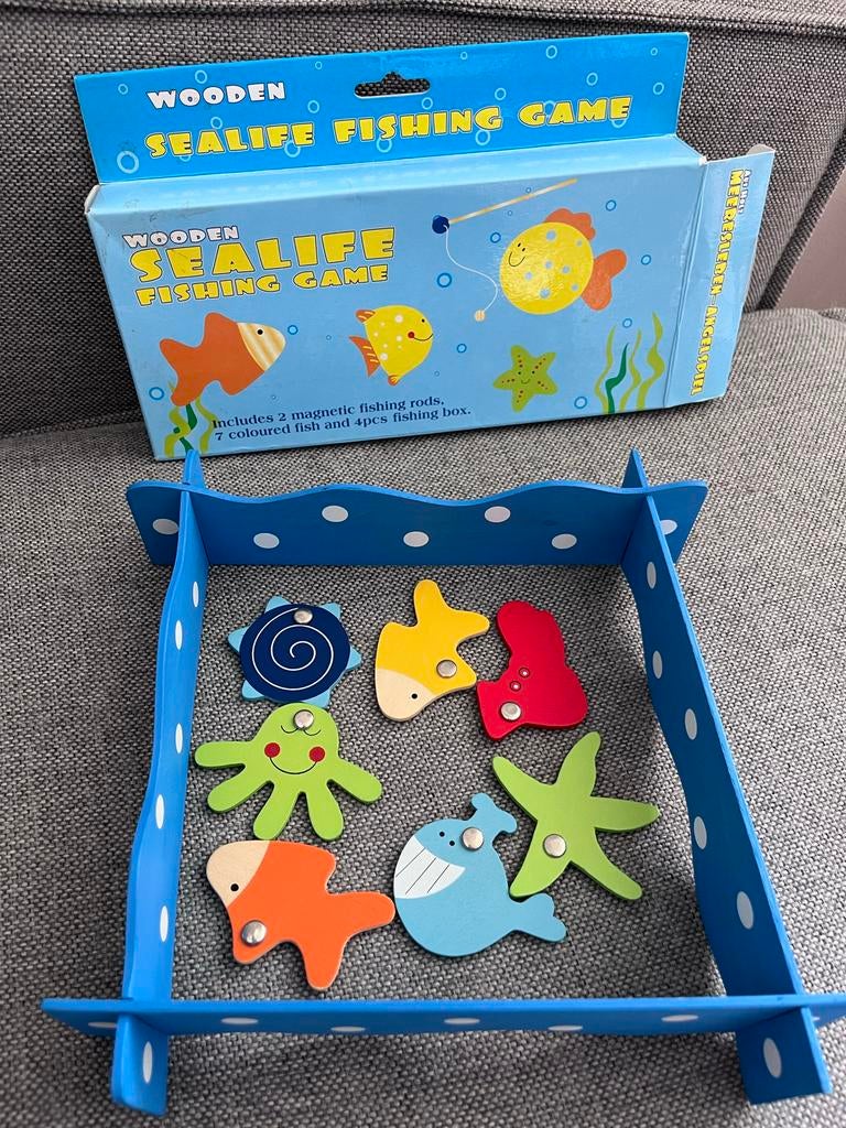 Houten Zeedieren Visspel - Magnetisch Educatief Speelgoed, Ophalen of Verzenden, Zo goed als nieuw