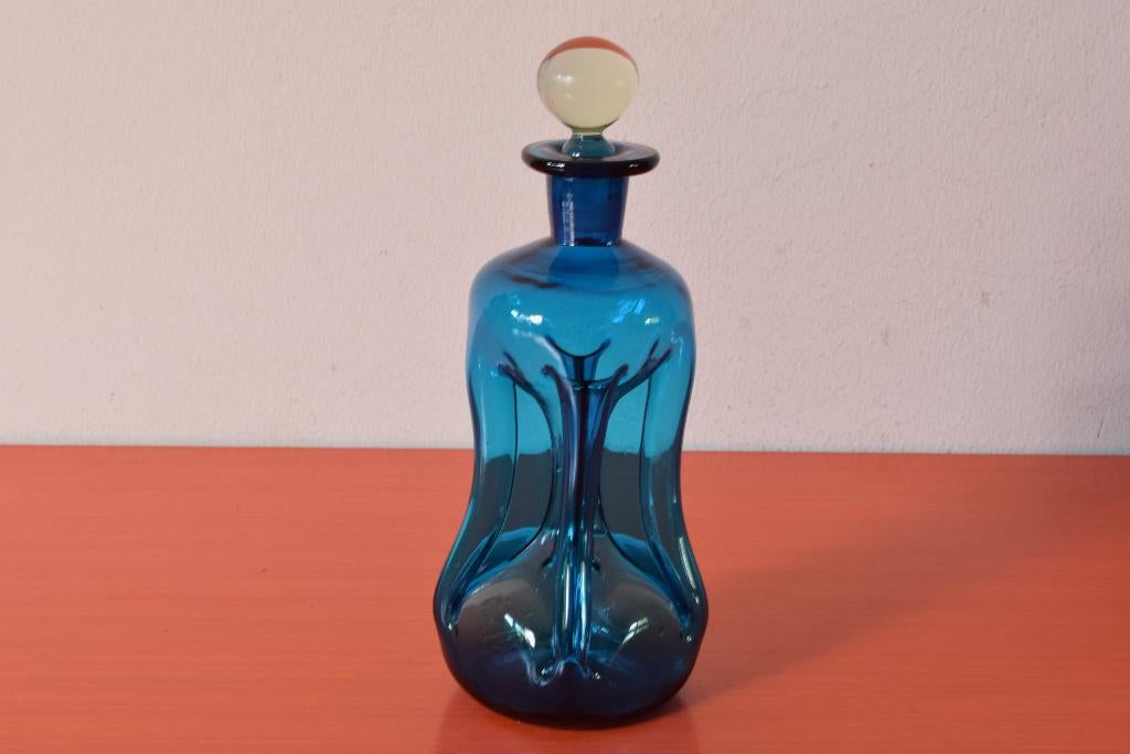 Retro vintage glazen Kluk Kluk Holmegaard karaf - J.E Bang, Ophalen of Verzenden