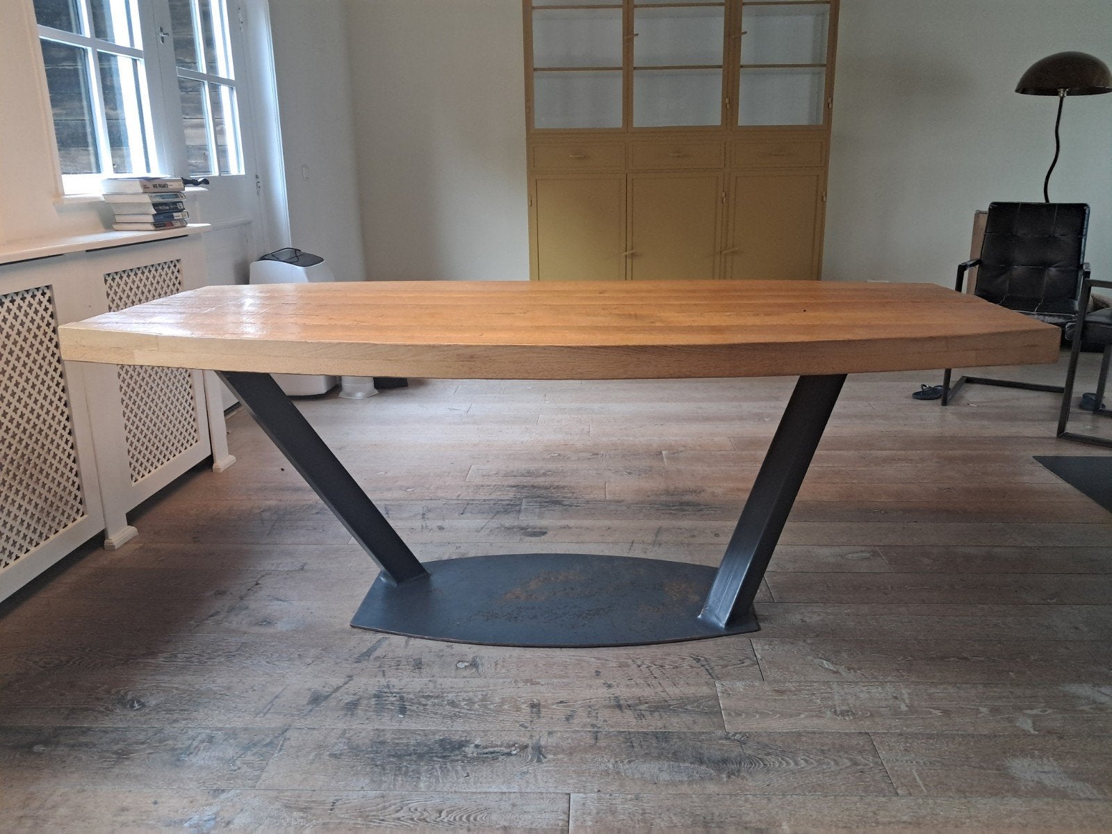 Handgemaakte Ovale Eiken Tafel - Licht Eiken 200x100 cm, Huis en Inrichting, Tafels | Eettafels, Gebruikt, Eikenhout, 150 tot 200 cm