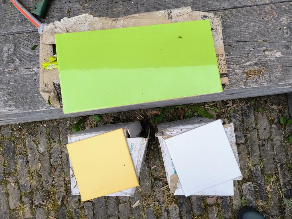 Diverse gekleurde vintage tegels, Doe-het-zelf en Verbouw, Tegels, Ophalen, Nieuw, Minder dan 20 cm, 20 tot 40 cm