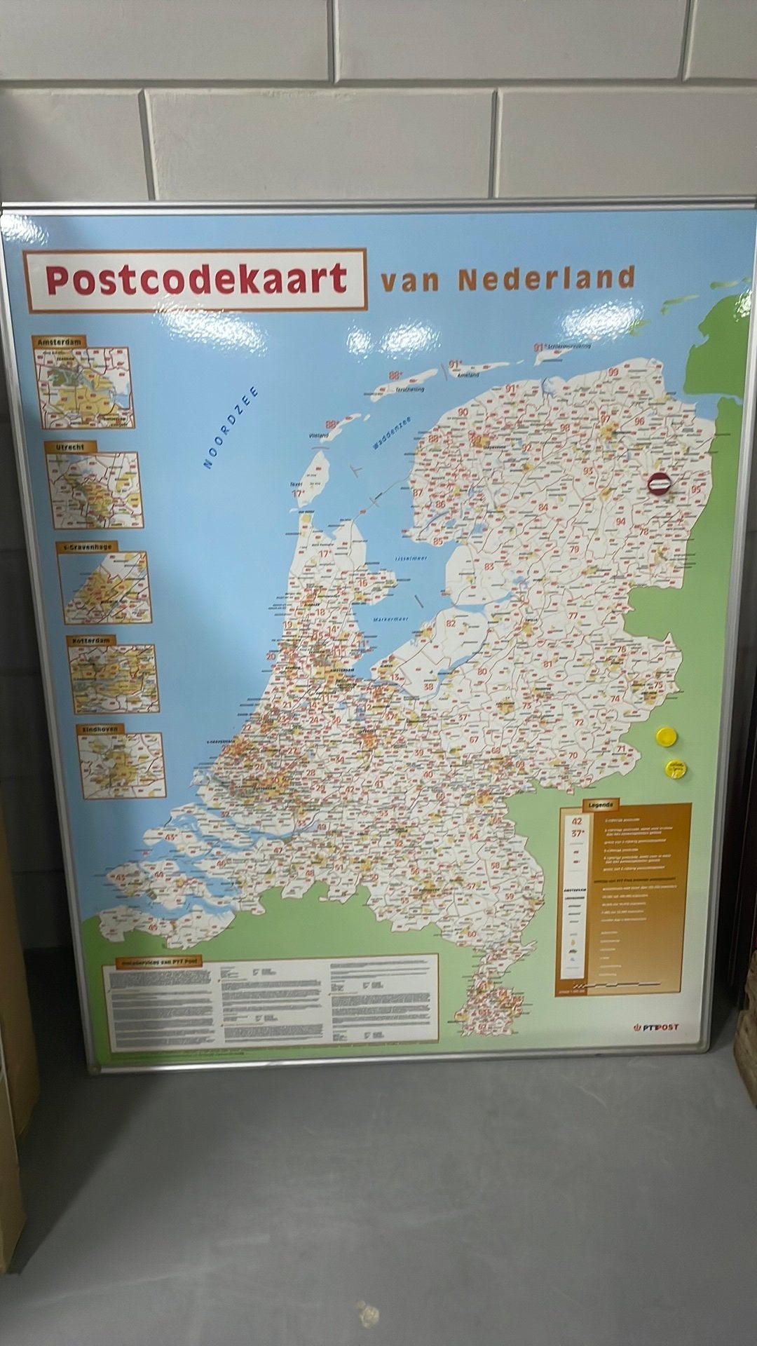 Postcode kaart ned PTT post 130x101, Ophalen, 1800 tot 2000, Nederland, Landkaart