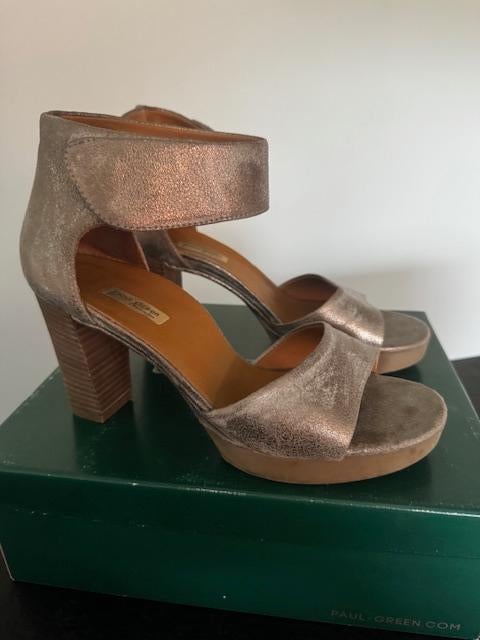 leren goudkleurige chique sandalen Paul Green maat 38,5, Kleding | Dames, Schoenen, Overige kleuren, Zo goed als nieuw, Paul Green