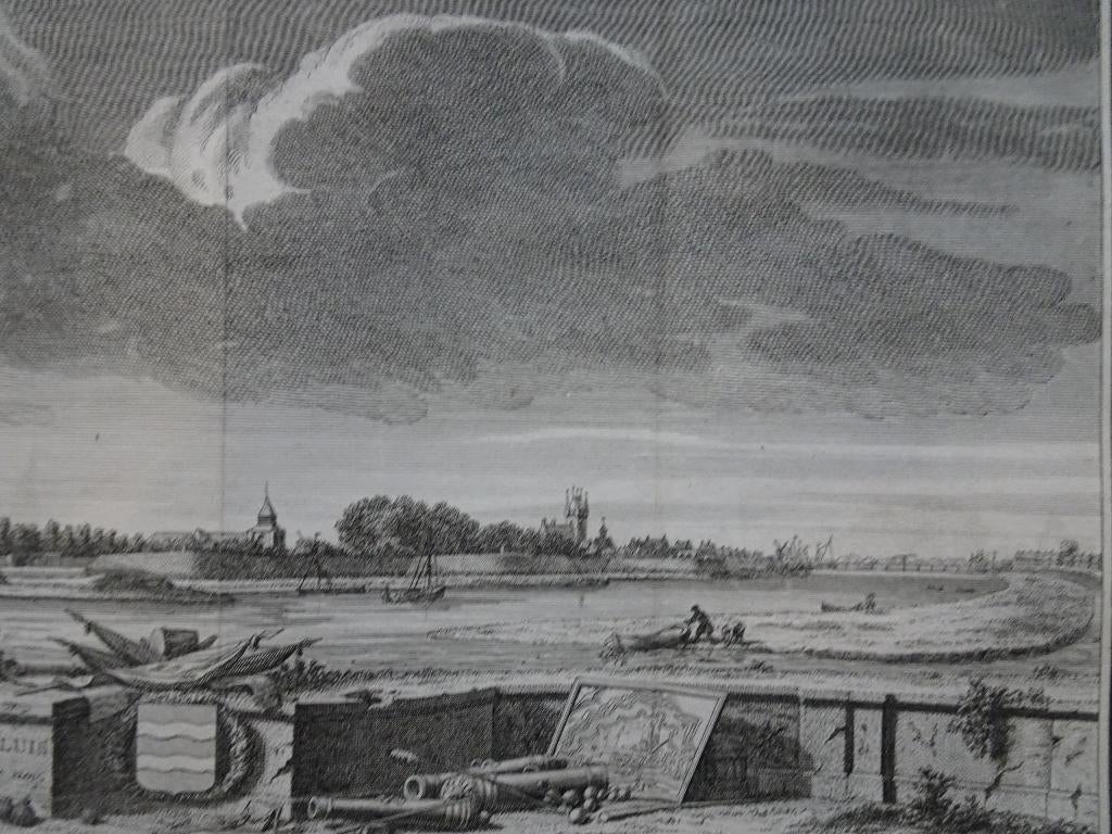 gravure Stad Sluis Zeeuws Vlaanderen Zeeland JC Philips 1745, Verzenden, Stadsgezicht, Gravure, Origineel