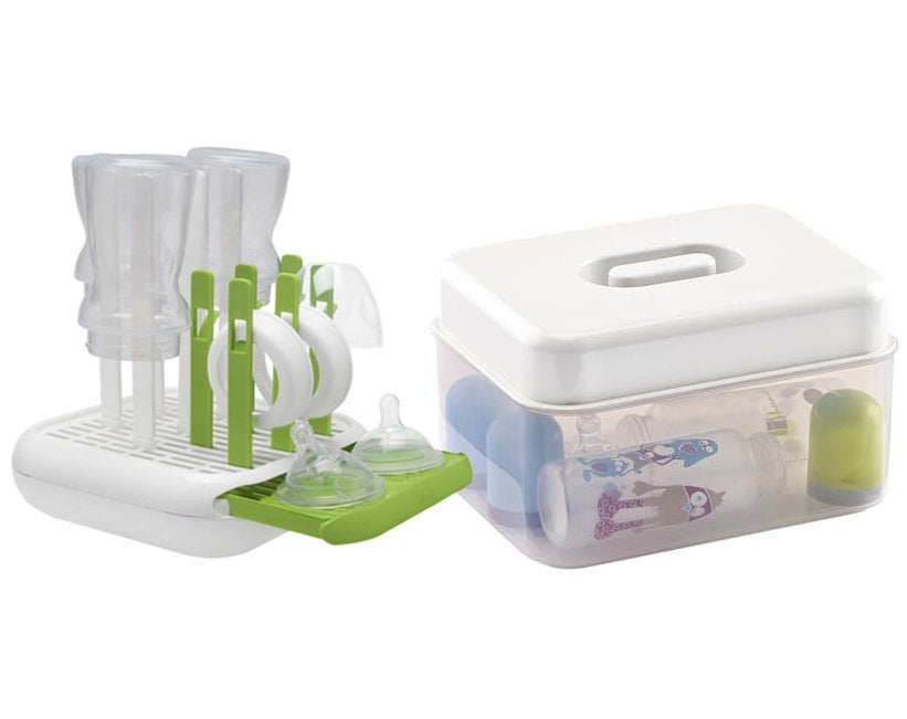 sterilisator en afdruiprek babyflessen, Ophalen of Verzenden, Gebruikt, Sterilisator
